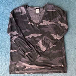 Pink camo tissue thin top